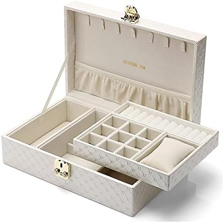 Kutija za pohranu nakita dvoslojna kutija za nakit od PU kože organizator zaslona kutija za pohranu s bravom kutija za nakit za žene