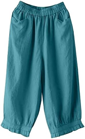 Ethia casual hlače za žene kod kuće retro pamuk i mršavljenje s čvrstim bojama obrezanim casual hlačama ženska odjeća