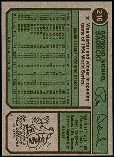 1974. Topps 216 Ray Sadecki New York Mets NM/MT+ Mets
