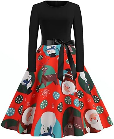 Vintage božićne haljine za žene 2022, ženske božićne haljine vintage Maturalna Haljina dugih rukava