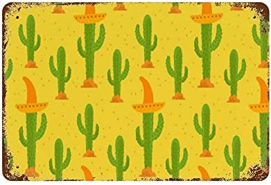 Kaktus uzorak s meksičkim šeširom metalni retro zid slike viseći slika sve ispis plaka plakat željezni tanjur umjetnost dekorativna