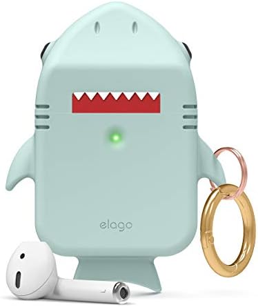 Elago Shark AirPods Cose Cover Compatibible sa Apple AirPods kućište - Slatki 3D dizajn AirPods Cose Cover s privjesom za ključeve