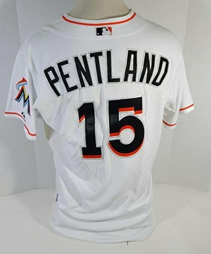 Miami Marlins Pentland 15 Igra izdana White Jersey DP13694 - Igra korištena MLB dresova