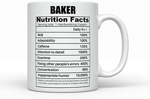 Baker prehrambene činjenice kava šalica, smiješni pokloni za posao za muškarce za diplomiranje, novi posao za promociju rođendana za