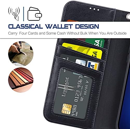 Kompatibilan s torbicom za novčanik s preklopnim poklopcem od 13 inča s držačem za kartice i remenom za zapešće za 13 inča od 6,7 inča-Crna