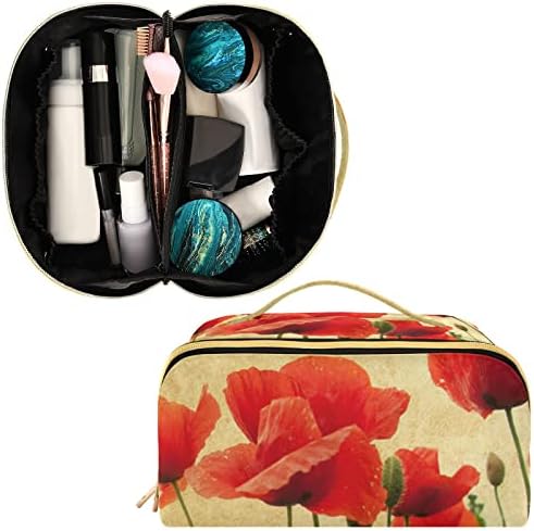 Innewgogo Vintage Poppies Cvjetovi Kozmetička torba za žene Putnička torba za šminkanje s prijenosnom ručkom multifunkcionalne toaletne