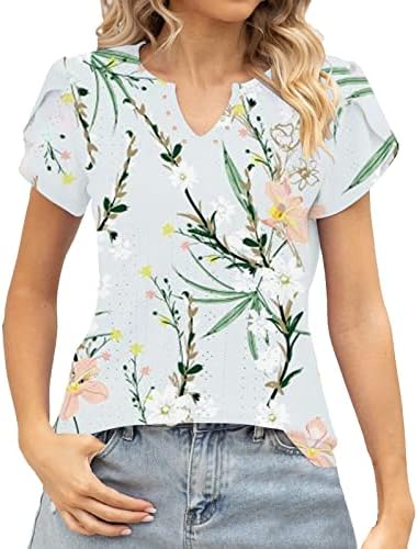 Ljetni vrhovi za žene 2023 šuplje košulje seksi V-izrez kratka rukava majica casual labava bluza mekana udobna trendi bluza
