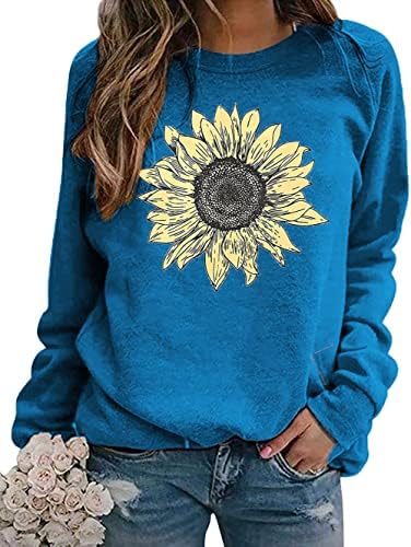 Suncokret dukserica Žene smiješni cvjetni grafički dugi rukavi slatki cvjetni pulover vjera majice vrhovi zimski džemper vrh
