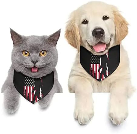 Bigfoot i American Flag Dog Bandana Podesivi marami za kućne ljubimce Slatki trokut Kerchief za pse Mačke