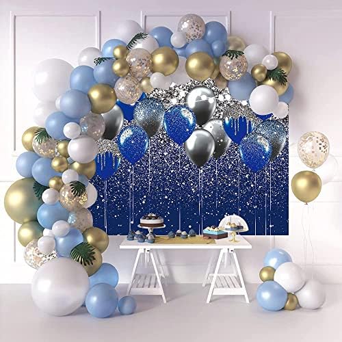 Kraljevsko plava sjajna pozadina rođendan vjenčanje Maturalna pozadina fotografija plavi srebrni balon dječak muškarci ukrasi za rođendanske