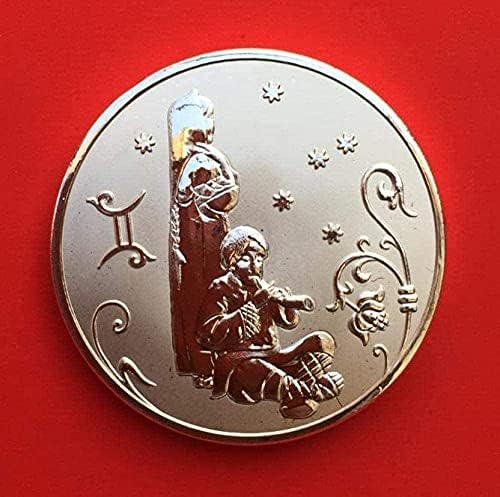 Srebrni Blizanci Zodiac znak Constellation Series Commumorative Coin Badge kovanice Kolekcionarski predmeti Art Souvenir za kopiranje