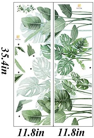 Zidne naljepnice s lišćem zelenih biljaka-tropske biljke uklonjive Zidne naljepnice za obiteljski dnevni boravak pozadinski zidni ukras