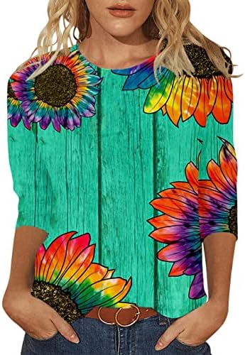 Odjeća s rukavima koji skrivaju trbuščić proljetne košulje majice 3/4 bluze mekani casual udobni puloveri s okruglim vratom za žene