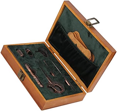 Vintage set škara za vez, drveni alati za šivanje od nehrđajućeg čelika u europskom stilu za vezenje, ručni rad