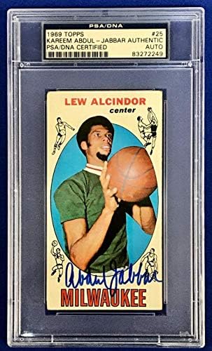 Kareem Abdul Jabbar potpisao je 1969. Topps Rookie Card 25 Lew Alcindor -PSA Slabbed - košarkaške ploče rookie karte