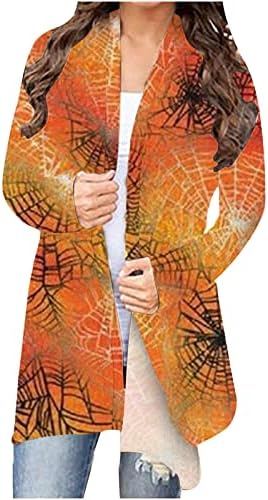 Ženski kardigan dugih rukava s otvorenim prednjim dijelom za Noć vještica zabavna košulja s grafičkim printom kardigani labavi kaputi