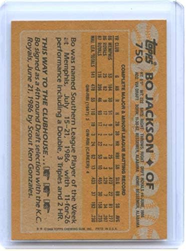 BO Jackson Card 1988 Topps 750 2. godine Kansas City Royals - Brodovi u ment potpuno novom držaču