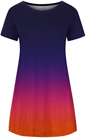 Haljina majice s kratkim rukavima za žene, ženske ljetne haljine od tunike 2023 modni casual gradijent slatka haljina za ljuljanje