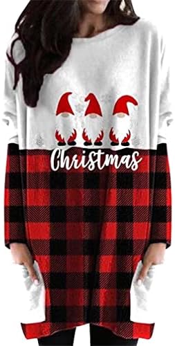 Bofeta ženske vesele božićne košulje duge košulje Smiješne xmas džepove s dugim rukavima pulover