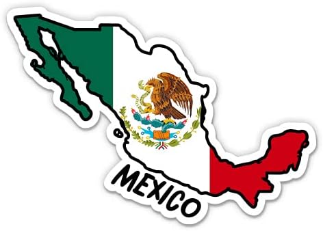 Karta lignje Meksika s zastavom - vinilna naljepnica - velika veličina - 12