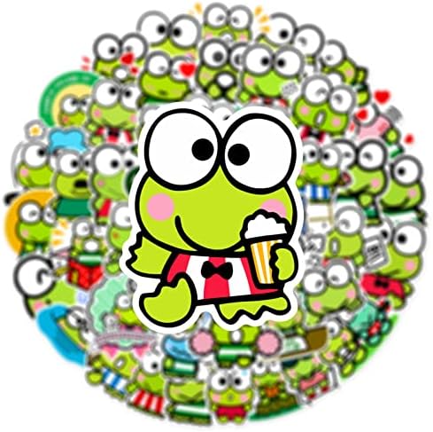 50pcs Slatka naljepnica za žabu, Sanrio crtani naljepnica poklon za djecu, Kawaii Sanrio Frog naljepnice Paket Party Favors, vodootporna