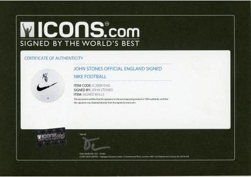 John Stones England Autografirani bijeli Nike nogometni lopta - Ikone - Autografirane nogometne lopte