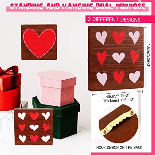 2 komada Valentinovo dekor drvena kutija natpis Valentine Box Sign Dekoracije za stol Valentinovo natpise Valentinovo Drveni stol rustikalni