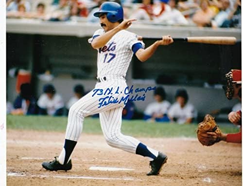 Felix Millan New York Mets 1973 NL Champs Action potpisan 8x10 - Autografirane MLB fotografije