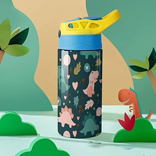 Ljubavnici dinosauri šarena boca s bocom od nehrđajućeg čelika izolirane šalice za putničke šalice za zaključavanje poklopca Sportske