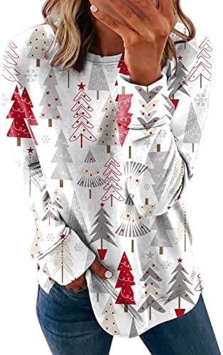 Ženske modne vrhove ležerne dukserice bez kapuljača božićni print pulover dukvica lagana ženska majica