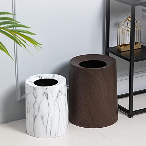 Moderan jednostavan stil, imitacija drva, zadebljana dvoslojna kanta za smeće od 2/3 galona, pogodna za kuhinju, spavaću sobu, kupaonicu,