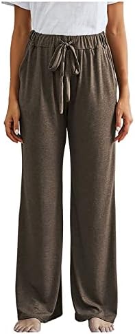 Yuzhih žene hlače visoki struk hlače široke noge Palazzo Lounge hlače za lanene hlače ljetne ležerne hlače za žene
