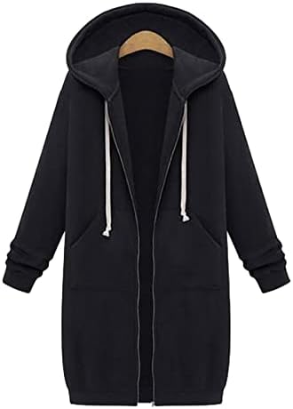 Ženski kaputa s kapuljačom moda Čvrsta boja plus size fleece umetni džepni zatvarač casual midi dukvica bombardera jakna