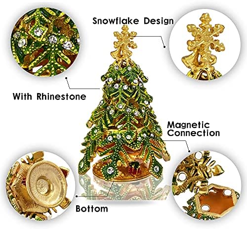 Ručno oslikane kutije za nakit za božićno drvce emajlirane svjetlucavim rhinestonesom držač prstena jedinstveni poklon božićni dekor