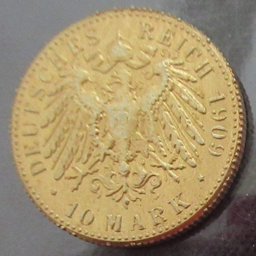 Njemački 10 maraka 1902-1912 9 Strana replika Zlatna prigodna kovanica