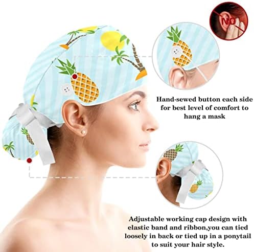 Besprijekorni uzorci Crveno voće Radne kapice s gumbom i znoj podesivi Unisex tie leđa šešir sestra kirurška kapa