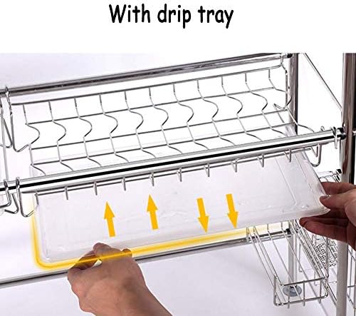 Zhuan kompaktni stalak za sušenje jela preko sudopera, stalak za posuđe od nehrđajućeg čelika s priborom za odvod za odvod posude za