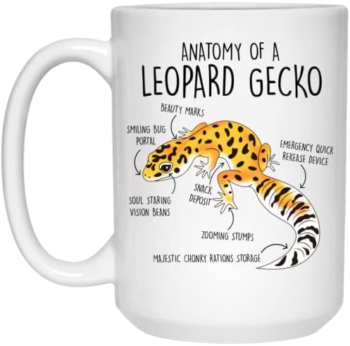 Šalica za kavu Leopard Gekon slatki poklon za gmazove ljubitelj gekona smiješna šalica guštera rođendanski poklon za njega, nju, anatomiju