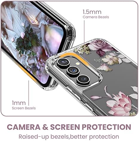 Dagoroo za Samsung Galaxy A54 5G futrola s utikanim staklenim zaštitnikom zaslona, ​​djevojčice kristalno čisti slučajevi uzoraka cvijeća,
