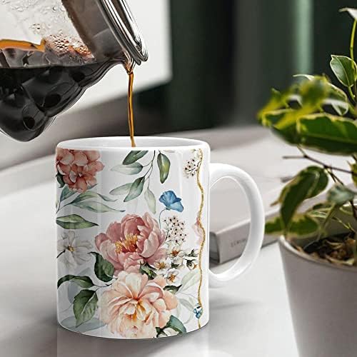 TheUnifury Personalizirana mama šalica za kavu - najbolji poklon za mamu - cvjetne krigle za kavu za žene - cvjetna šalica - jedinstvena