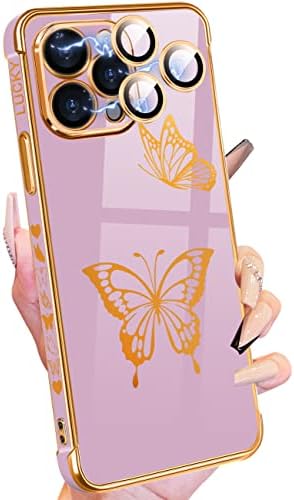 Petitian za iPhone 14 Pro max futrola, slatke žene djevojke zlatni leptiri dizajnirani telefoni za iPhone 14 Pro Max, poklopac za djevojčinski