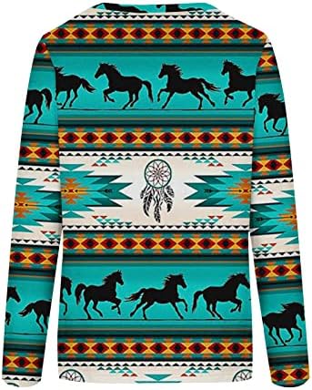 Narhbrg vrhovi za ženske zapadne aztec etničke majice za tisak 2022 jesenske zimske ležerne vrhove poprima dugih rukava labava udobna
