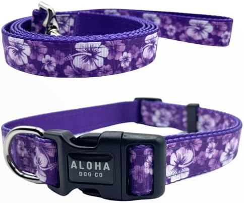 Aloha Dog Co Collar & Leash Set Tropska havaja tiki personalizirana mekana udobna podesiva ogrlica za male srednje velike pse hodanje