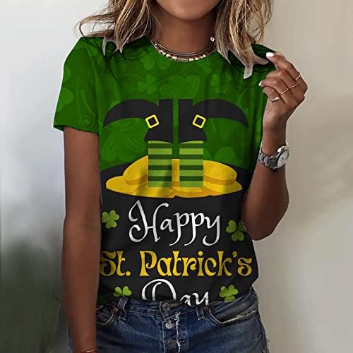 CGGMVCG St. Patricks Day majice za žene modno okrugli vrat kratki rukavi ljubav tiskana majica St Patricks Day Clothing