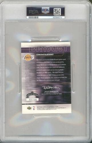 2001. Gornja paluba preferirana igra Kobe Bryant Koristila je Jersey 3 u boji PSA 9 Auto - NBA Autographed Game Upotrijebljeni dresovi
