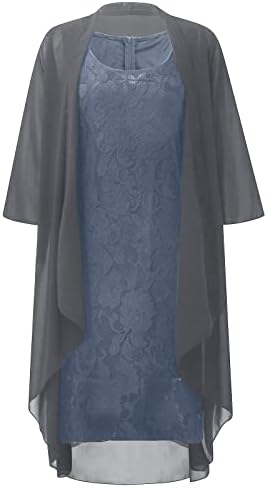 Nokmopo maxi haljina za žene čvrste dvodijelne čipke kardigan šifona zabava dugačka haljina haljina s ljuljačkom