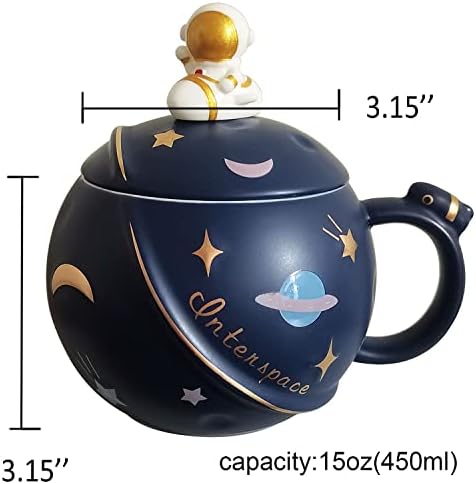 Slatka šalica astronauta s poklopcem i žlicom, šalica noviteta kawaii šalice, šalica kave u obliku svemirskog planeta, šalica kave