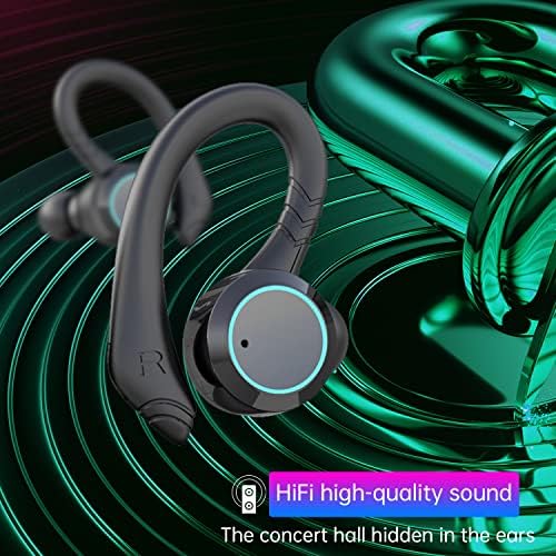 Prave bežične ušice, Bluetooth 5.1 Sportske slušalice, pupoljci s prekomjernim ušima s ušima, IPX8, neprobojni za znojenje, a slušalice