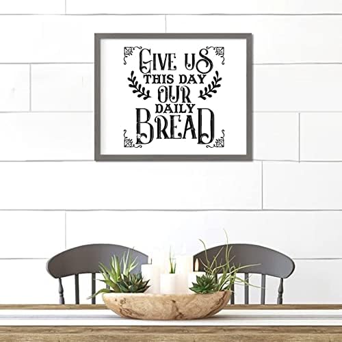 Obiteljski citat 16x20in Farmhouse Wood Sign s pozitivnom izrekom daj nam ovaj dan naš dnevni kruh sivi okvir drveni plak rođendanski