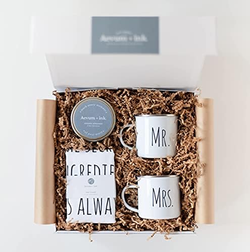 Aevum + tinta. Vjenčani darovi za parove-poklon kutija, set košara, par jedinstvenih šalica za kampiranje, ručnik za čaj, uspomena